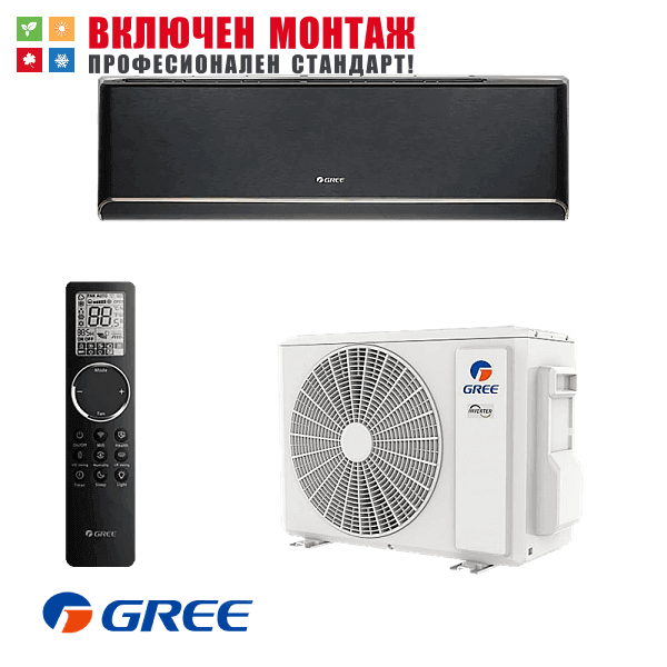 Инверторен климатик Gree Black Airy GWH09AVCXB / K6DNA1B, 9000 BTU, клас A+++
